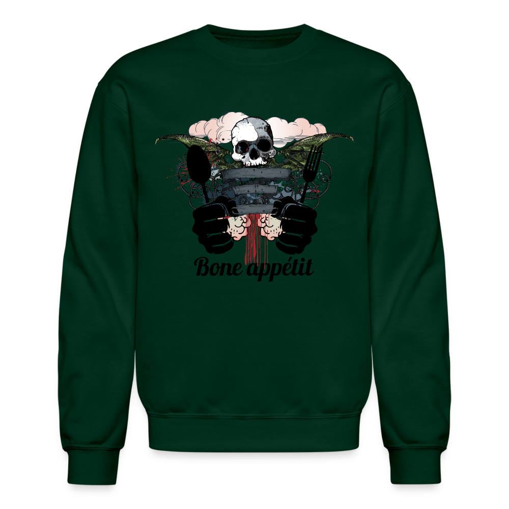 Crewneck Sweatshirt "Bone appétit" - forest green