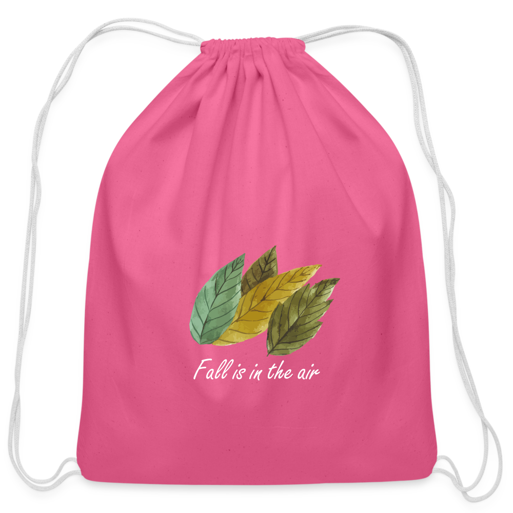 Cotton Drawstring Bag "Fall is in the air" - pink