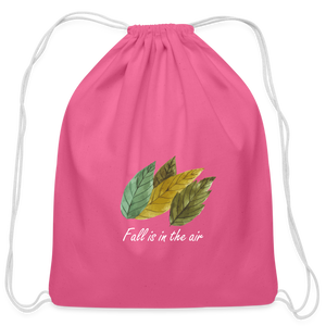 Cotton Drawstring Bag "Fall is in the air" - pink