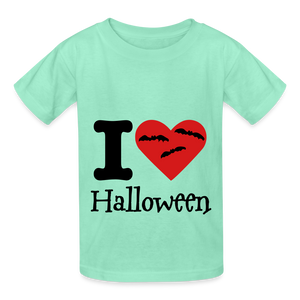 Hanes Youth Tagless T-Shirt "I Love Halloween" - deep mint