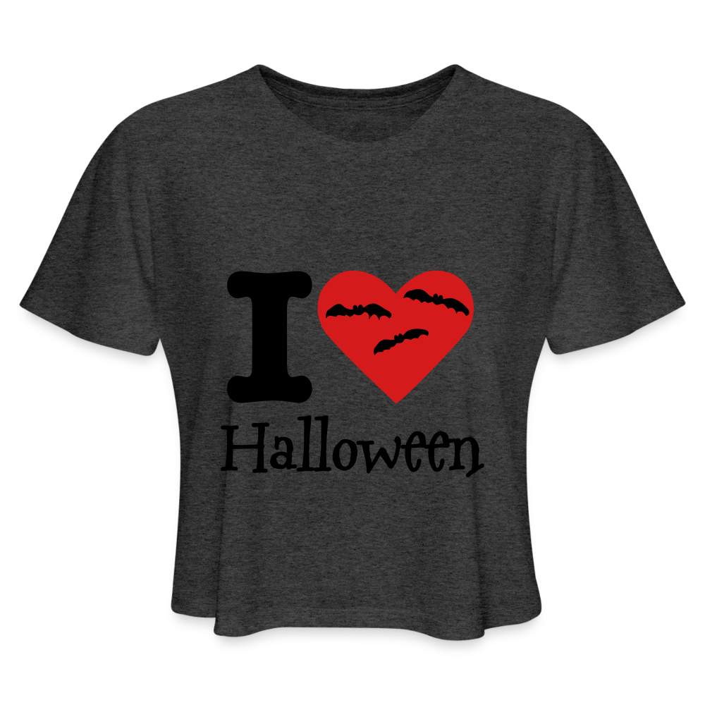 Women's Cropped T-Shirt "I Love Halloween" - deep heather