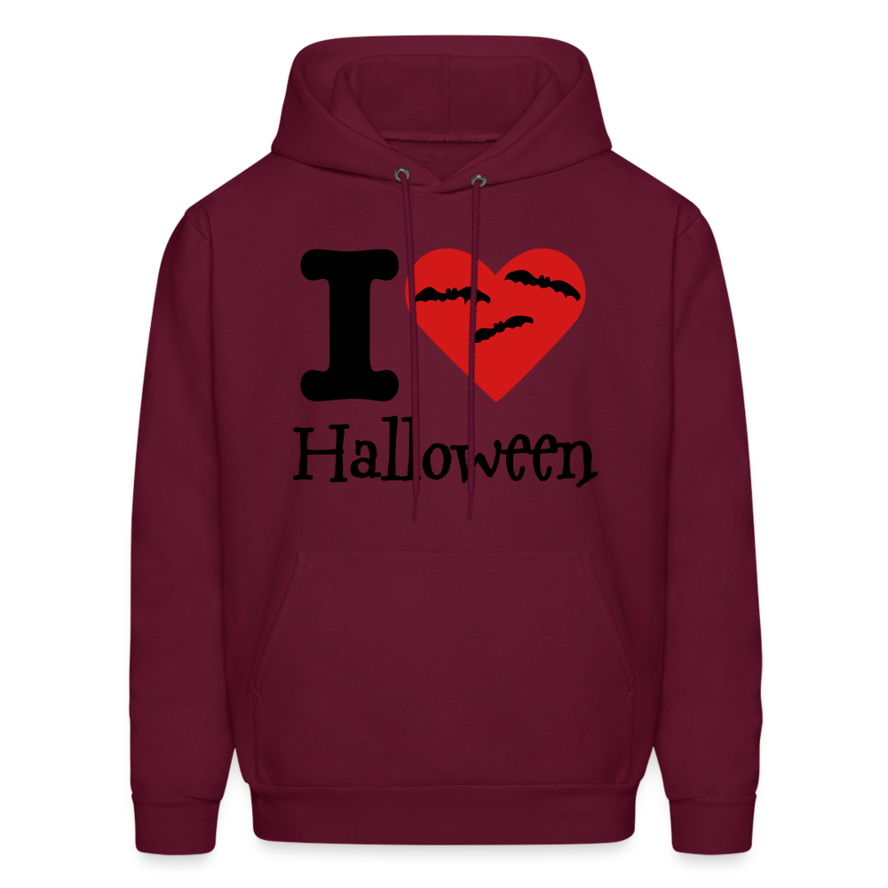 Men's Hanes Hoodie "I Love Halloween" - burgundy