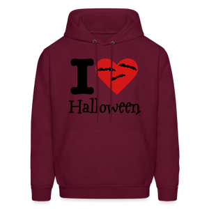 Men's Hanes Hoodie "I Love Halloween" - burgundy