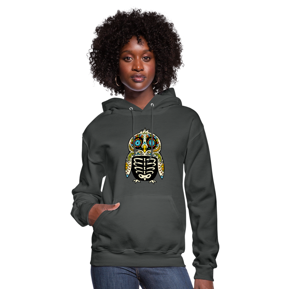 Women's Hoodie "Colorful Owl Blue Eyes" - asphalt