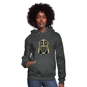 Women's Hoodie "Colorful Owl Blue Eyes" - asphalt