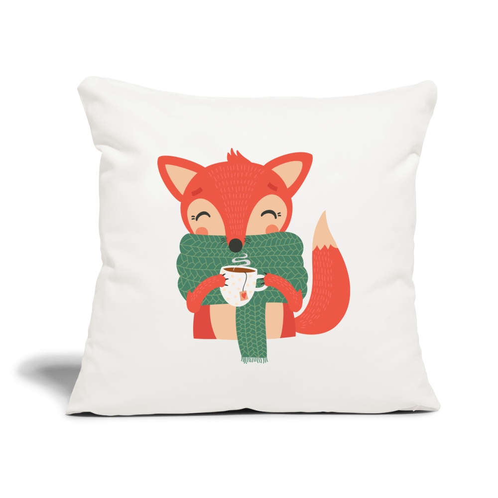 Throw Pillow Cover 18” x 18” "Cozy time" - natural white