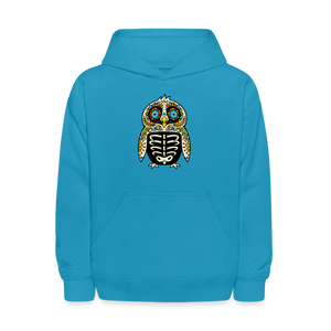 Kids' Hoodie "Colorful Owl Blue Eyes" - turquoise