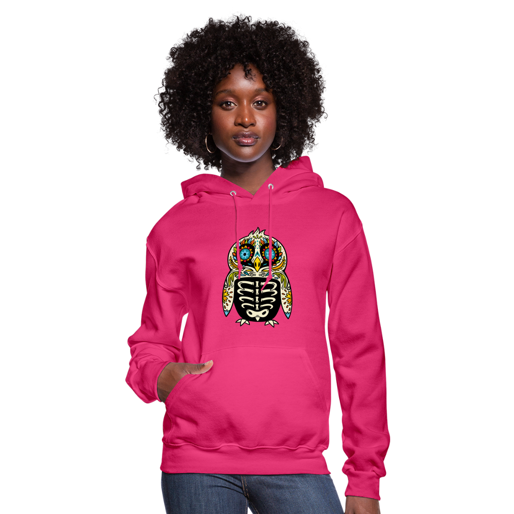 Women's Hoodie "Colorful Owl Blue Eyes" - fuchsia