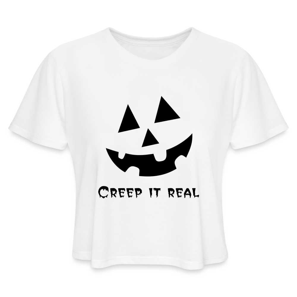 Women's Cropped T-Shirt "Jack-o'-lantern" 🎃 - white