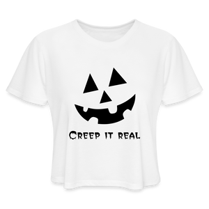 Women's Cropped T-Shirt "Jack-o'-lantern" 🎃 - white