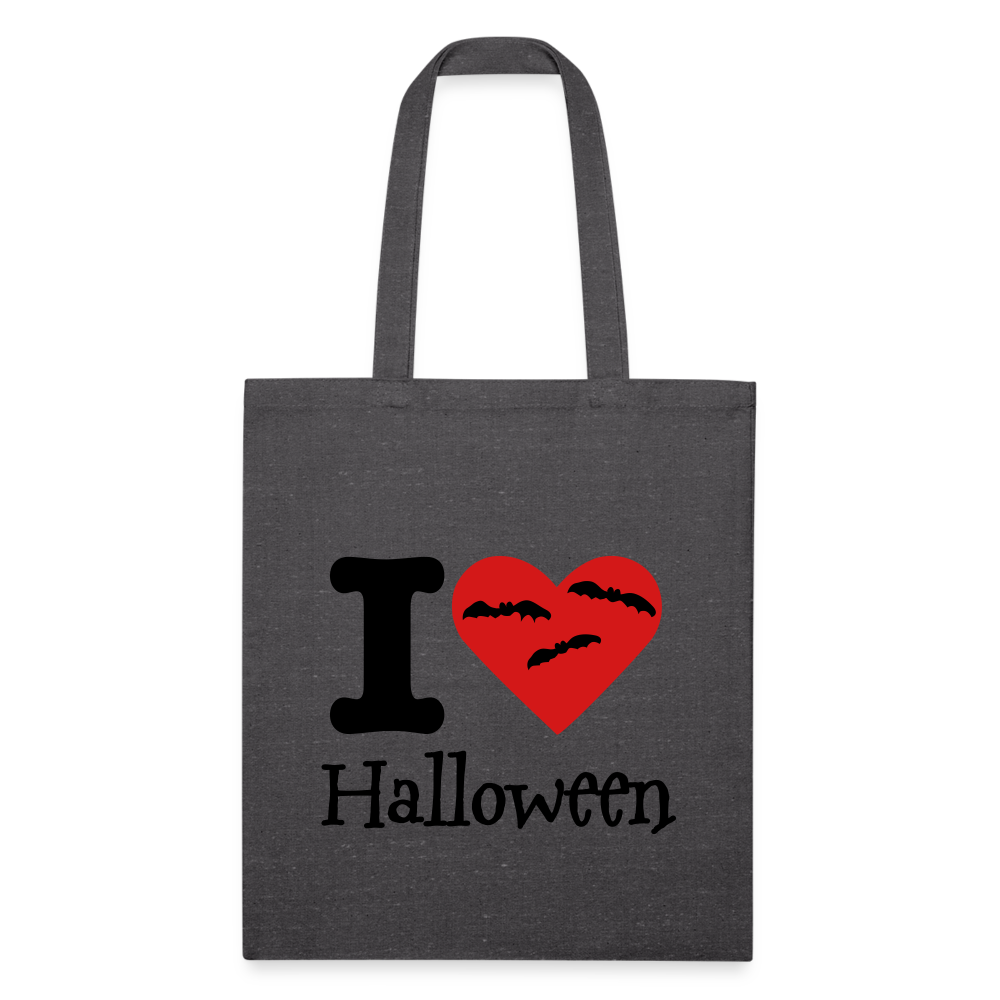 Recycled Tote Bag "I Love Halloween" - charcoal grey