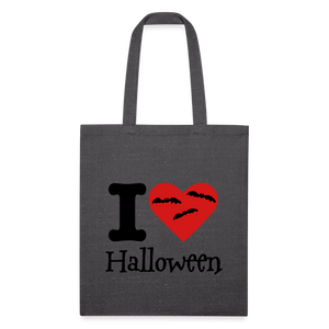 Recycled Tote Bag "I Love Halloween" - charcoal grey