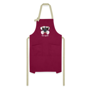 Artisan Apron "Bone appétit" - burgundy/khaki