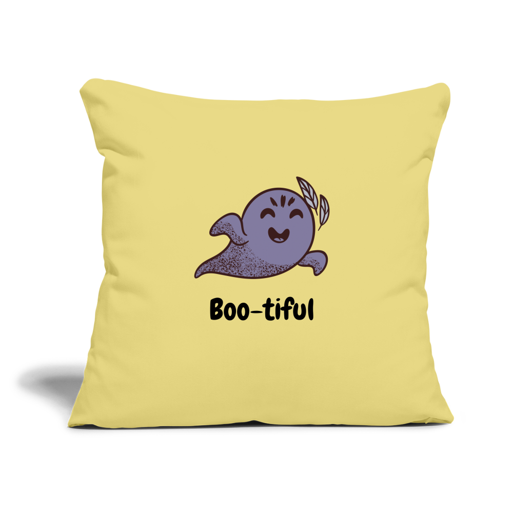 Throw Pillow Cover 18” x 18” "Boo-tiful" - washed yellow