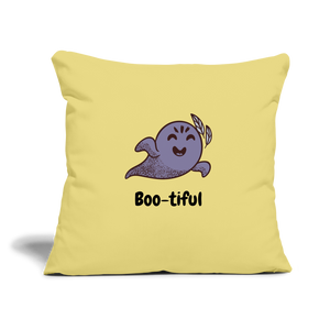 Throw Pillow Cover 18” x 18” "Boo-tiful" - washed yellow