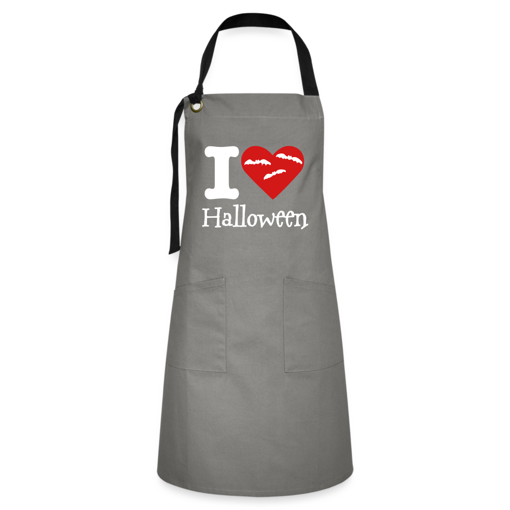 Artisan Apron "I Love Halloween" - gray/black