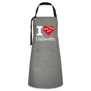 Artisan Apron "I Love Halloween" - gray/black