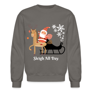 Crewneck Sweatshirt "Sleigh All Day" - asphalt gray