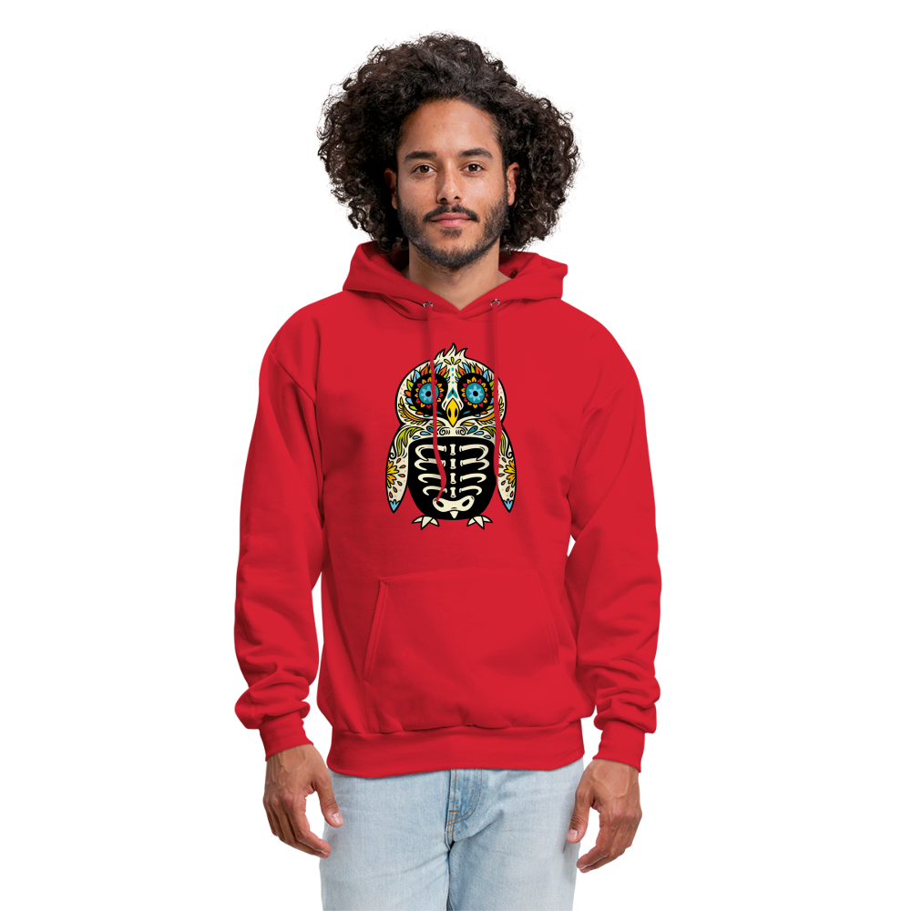 Men's Hoodie "Colorful Owl Blue Eyes" - red