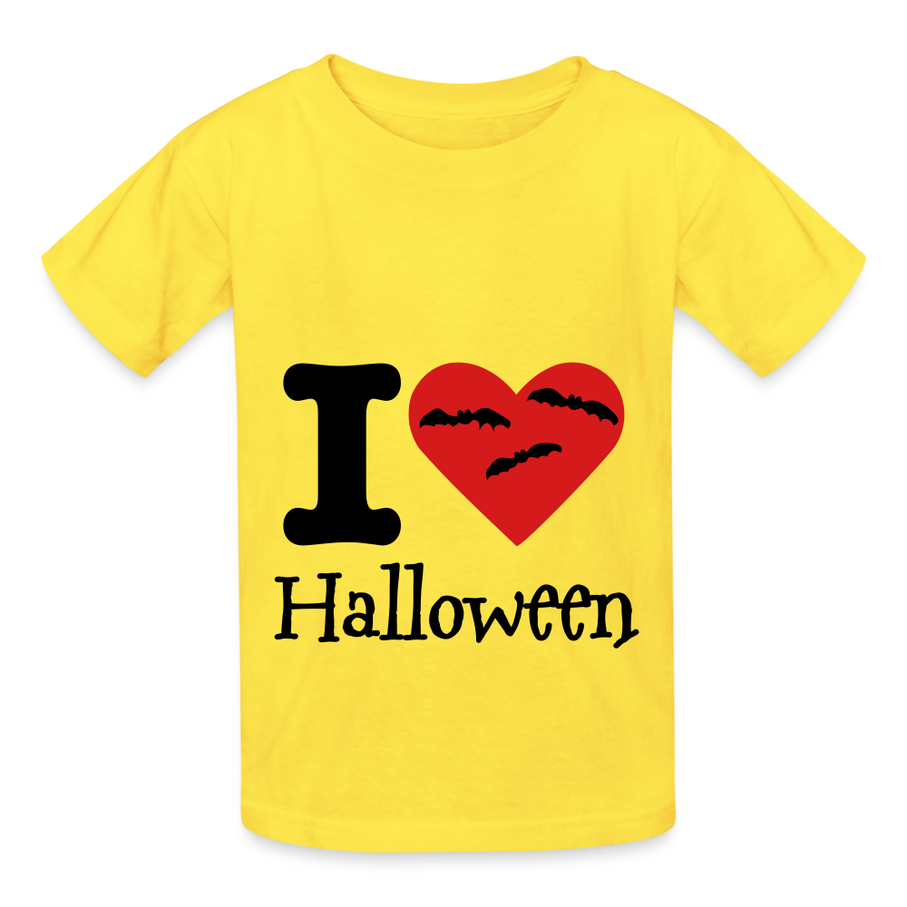 Hanes Youth Tagless T-Shirt "I Love Halloween" - yellow