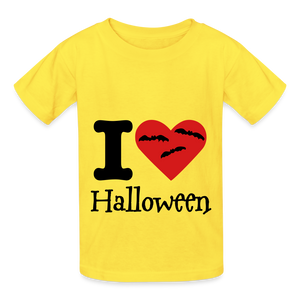 Hanes Youth Tagless T-Shirt "I Love Halloween" - yellow