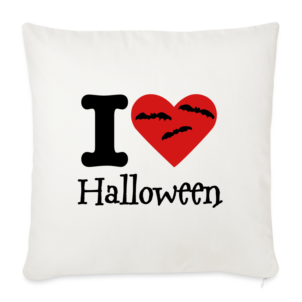 Throw Pillow Cover 18” x 18” "I Love Halloween" - natural white