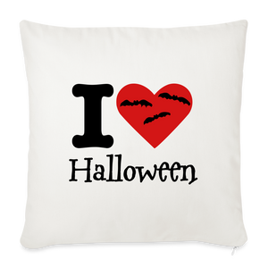 Throw Pillow Cover 18” x 18” "I Love Halloween" - natural white