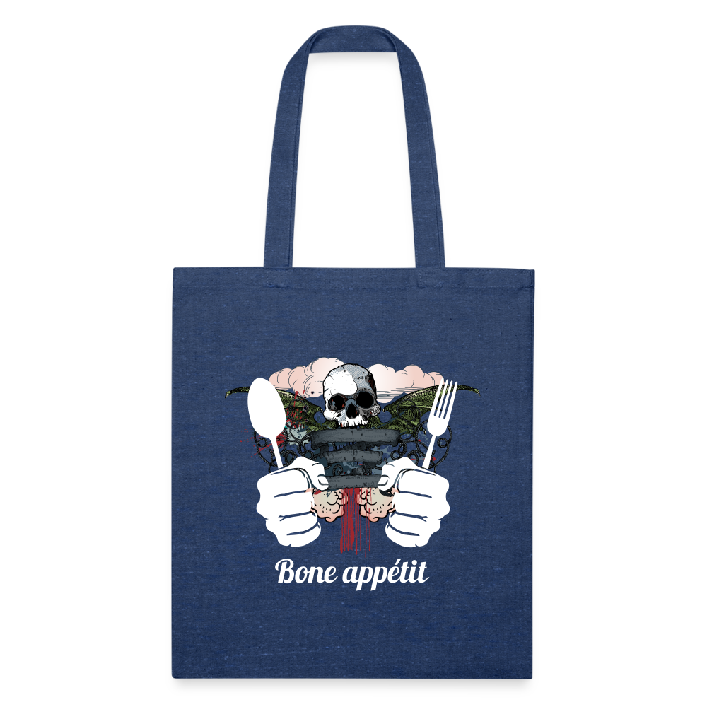 Recycled Tote Bag "Bone appétit" - heather navy