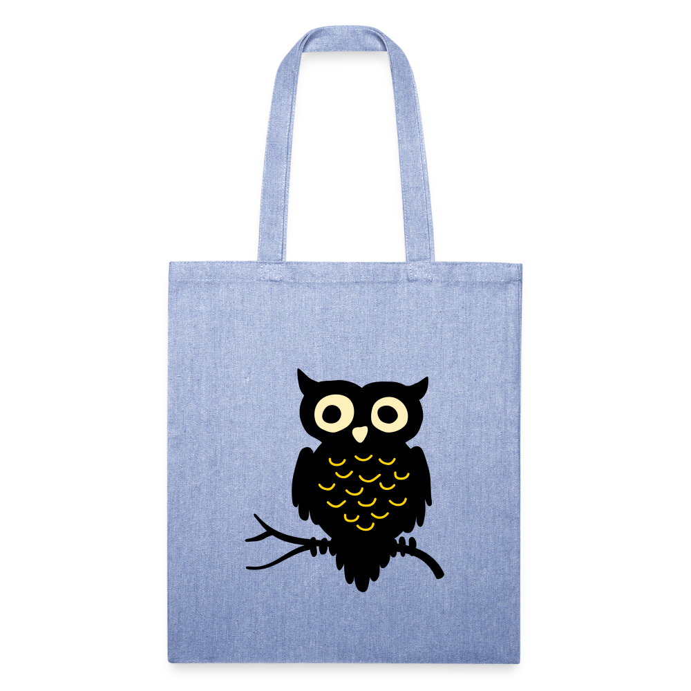 Recycled Tote Bag "Cute Owl" - light Denim