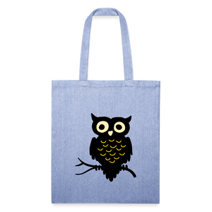 Recycled Tote Bag "Cute Owl" - light Denim