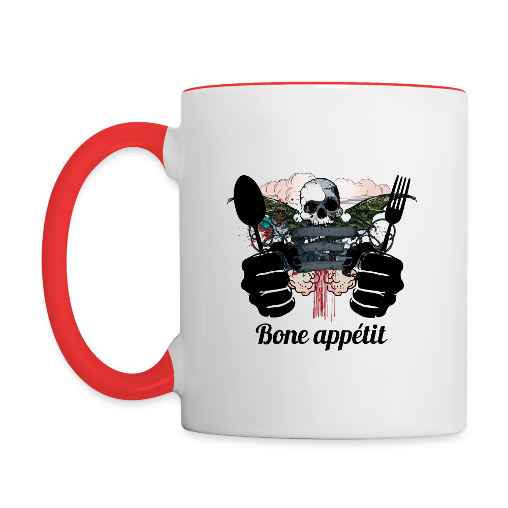 Contrast Coffee Mug "Bone appétit" - white/red