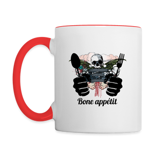 Contrast Coffee Mug "Bone appétit" - white/red