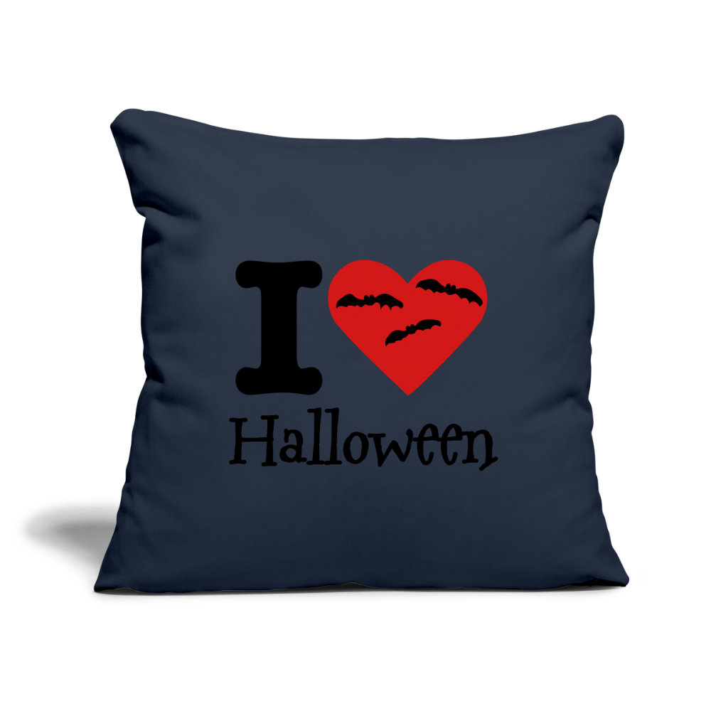 Throw Pillow Cover 18” x 18” "I Love Halloween" - navy