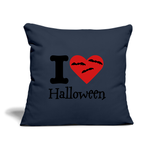 Throw Pillow Cover 18” x 18” "I Love Halloween" - navy