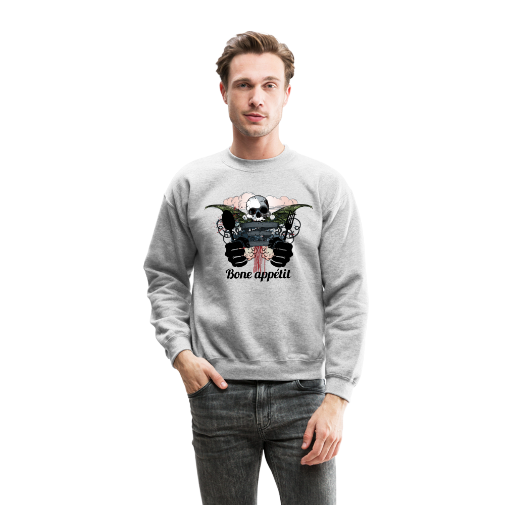 Crewneck Sweatshirt "Bone appétit" - heather gray