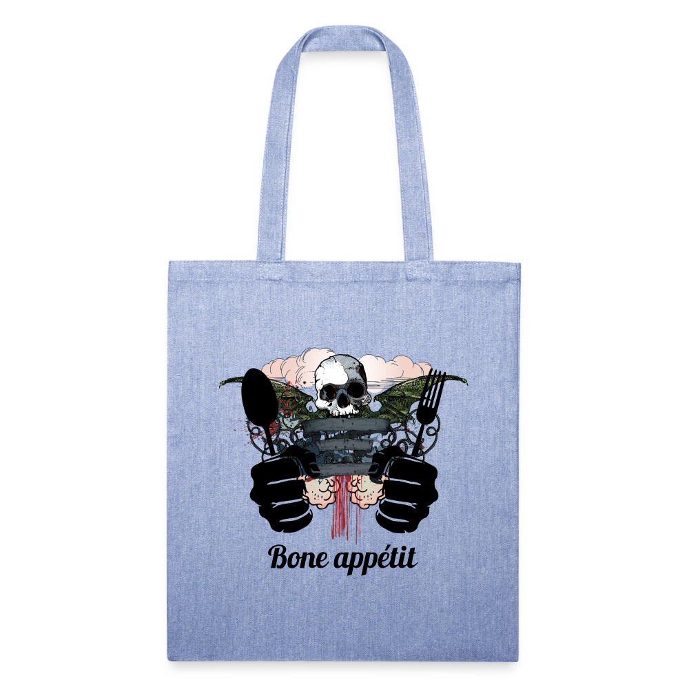 Recycled Tote Bag "Bone appétit" - light Denim