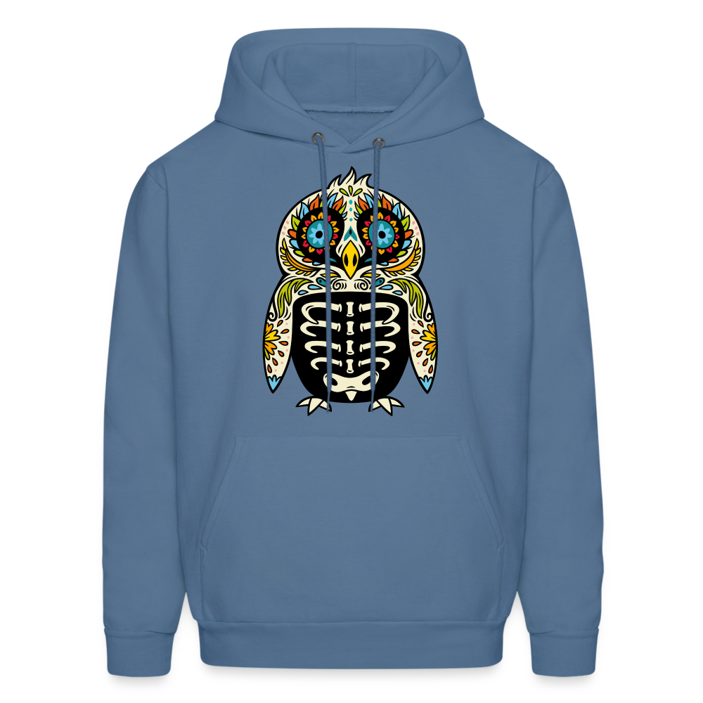 Men's Hoodie "Colorful Owl Blue Eyes" - denim blue