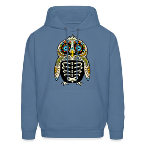 Men's Hoodie "Colorful Owl Blue Eyes" - denim blue