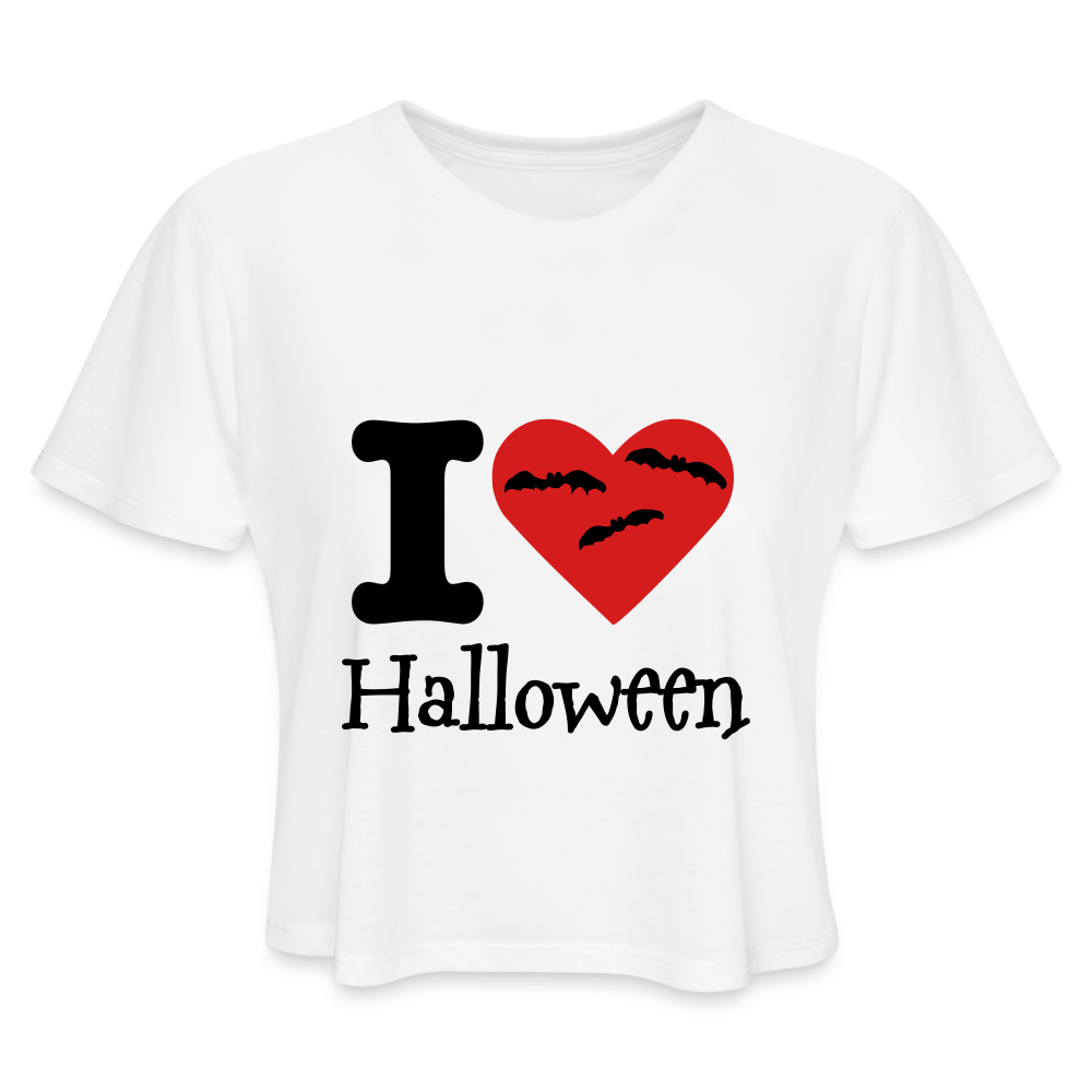 Women's Cropped T-Shirt "I Love Halloween" - white