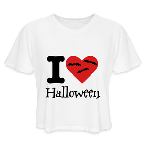 Women's Cropped T-Shirt "I Love Halloween" - white