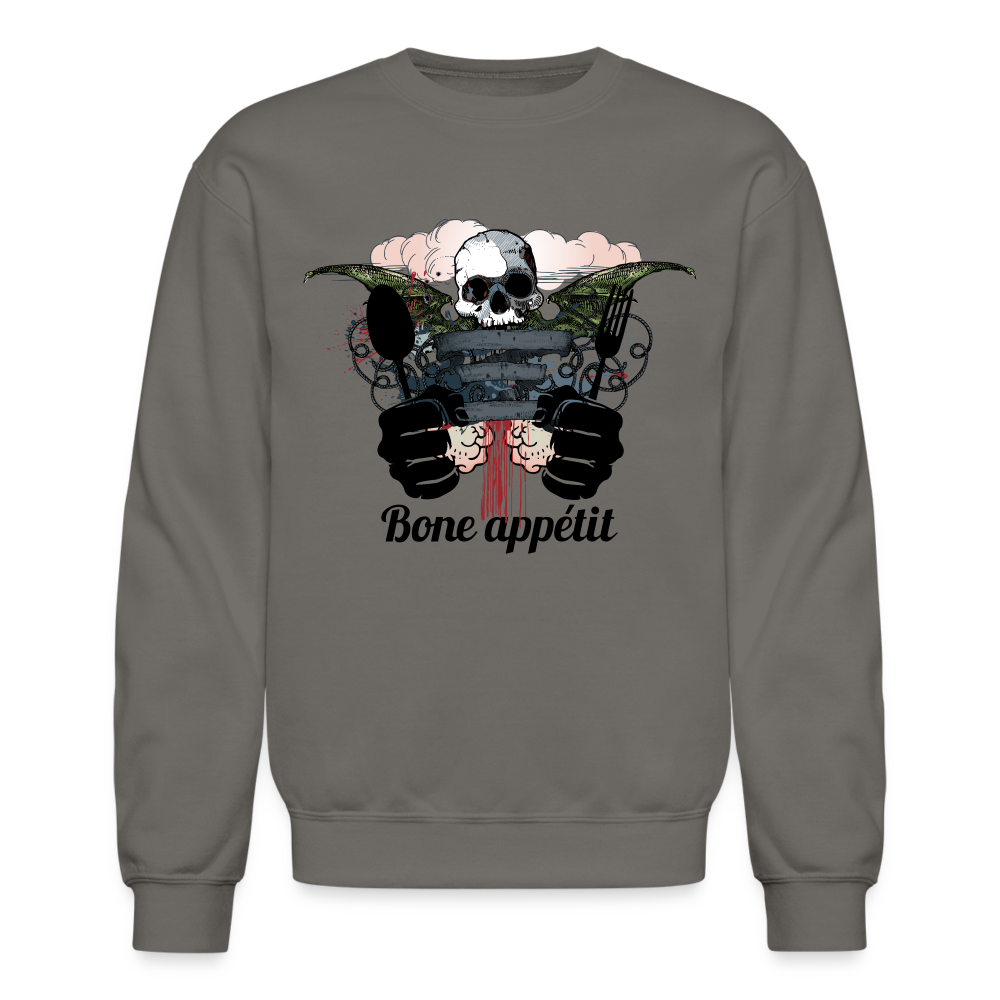 Crewneck Sweatshirt "Bone appétit" - asphalt gray