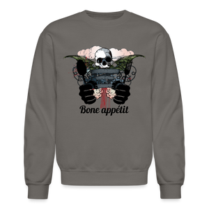 Crewneck Sweatshirt "Bone appétit" - asphalt gray