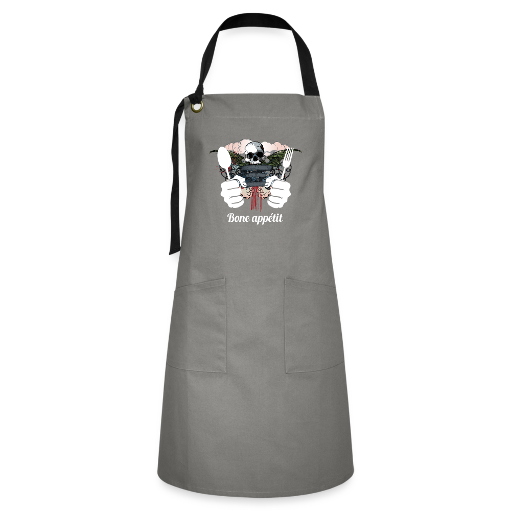 Artisan Apron "Bone appétit" - gray/black