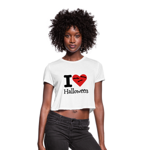 Women's Cropped T-Shirt "I Love Halloween" - white