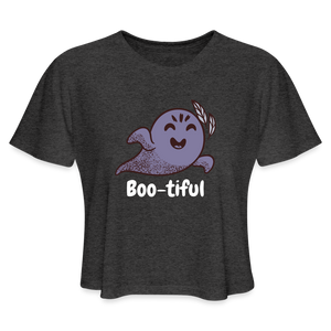 Women's Cropped T-Shirt "Boo-tiful" - deep heather