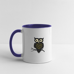 Contrast Mug "Cute Owl" - white/cobalt blue