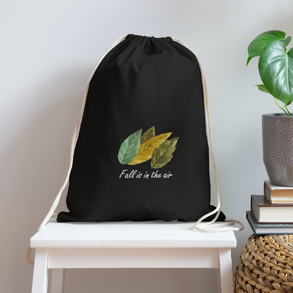 Cotton Drawstring Bag "Fall is in the air" - black