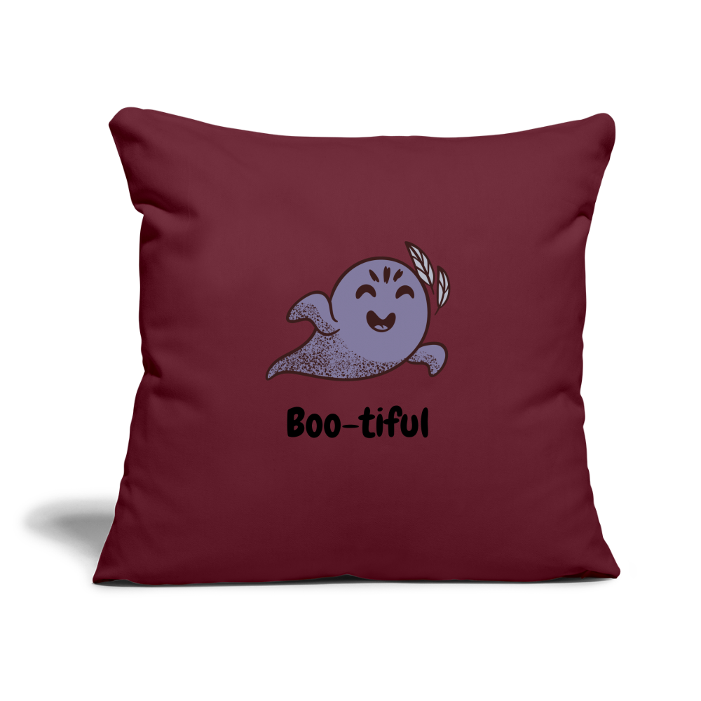 Throw Pillow Cover 18” x 18” "Boo-tiful" - burgundy