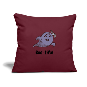 Throw Pillow Cover 18” x 18” "Boo-tiful" - burgundy