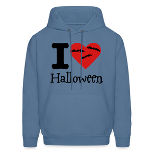 Men's Hanes Hoodie "I Love Halloween" - denim blue